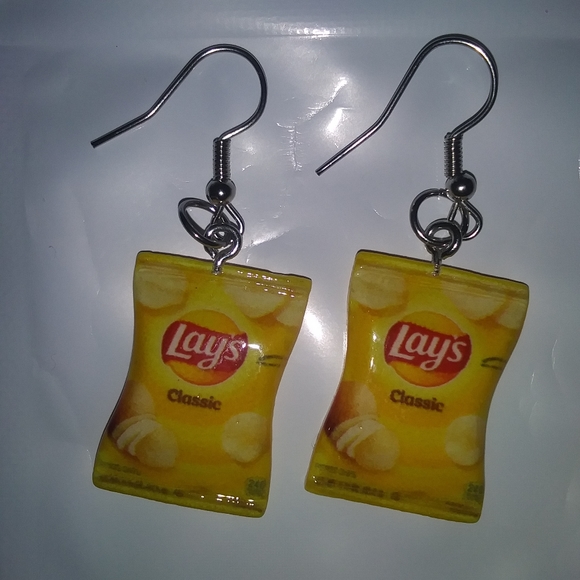 Hand Crafted Jewelry Potato Chip Earrings Potato Chip Bag Earrings